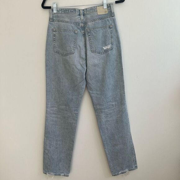 AG The Phoebe Women's High Waisted Distress Tapered Leg Denim Jeans Blue 27 - Picture 2 of 11